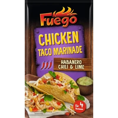Abbildung von Fuego Chicken Taco Marinade Flüssigmarinade für Hähnchenfleisch ohne Geschmacksverstärker, Farbstoffe 45 ml