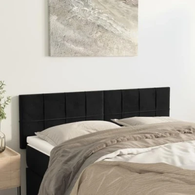 Abbildung von vidaXL Kopfteile 2 STK. Schwarz 72x5x78/88 cm Samt