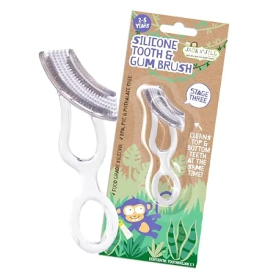Abbildung von Jack N&#039; Jill Kids Stage 3 Silicone Tooth &amp; Gum Brush, Double Sided Brush Which Cleans the Whole Mouth, Gentle on Tiny Teeth Sensitive Gums, Suitable From 2 5 Years