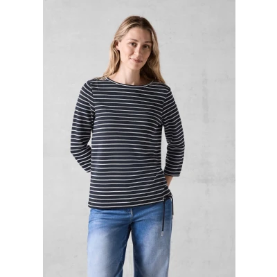 Abbildung von Cecil Streifen Langarmshirt, Damen, Größe: Medium, Blau