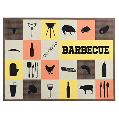 Abbildung von Primaflor Ideen in Textil Fußmatte &quot;BARBECUE CHECKS&quot;, rechteckig, Grillmatte ideal als Bodenschutz, mit Spruch, rutschhemmend, waschbar