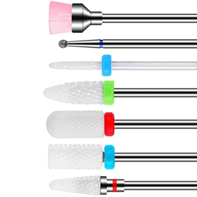 Abbildung von 7 Pieces Nail Drill Bit Set,5 Ceramic Efile Bits+1 Diamond Piece Brush,3/32 Inch Nail,Professional Gel/Acrylic/Cuticle Removal for Manicure/Home/Maniküre Shop