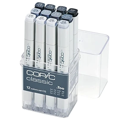 Abbildung von COPIC Classic Set &quot;CG&quot;, 12er im Acryl Display, Twin Marker mit einer mittelbreiten und feinen Spitze