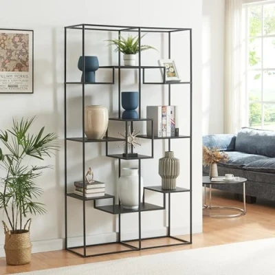 Abbildung von en.casa Standregal, »Råde« Metall 180 x 100 35 cm Schwarz