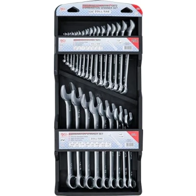 Abbildung von BGS 30101 Maul Ringschlüssel Satz 25 tlg. Zollgrößen SW 1/4&quot; 1.1/4&quot; inkl. Display Koffer Gabelringschlüssel