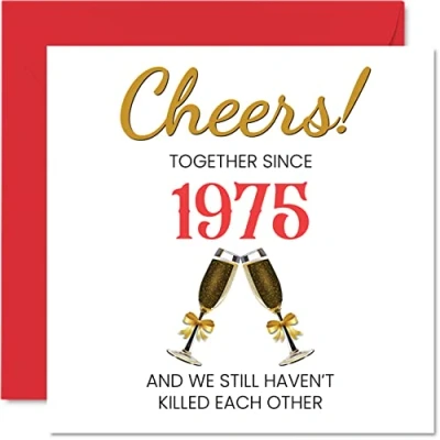 Abbildung von Stuff4 Lustige Karte zum 48. Jahrestag für Ehemann und Ehefrau zusammen seit 1975 Glückwunschkarten Hochzeitstag Partner, 145 mm große Grußkarten achtundvierzigste Jahrestage