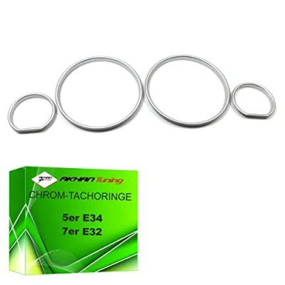 Abbildung von Akhan TR10E32 Chrom Tachoringe geeignet für BMW 5 er E32 E34 Bj. 88 95,