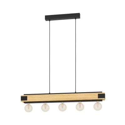Abbildung von Eglo 43468 Hängeleuchte LAYHAM braun, schwarz E27 5X40W L:96cm B:8,5cm H:110cm dimmbar