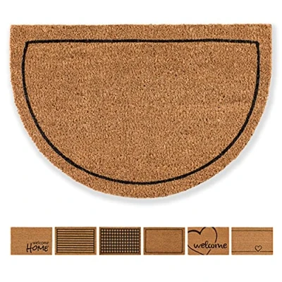 Abbildung von Carpido Fußmatte Kokos Rahmen Design Halbrund Sauberlauf 40x60 cm Türmatte Innen Bereich antibakterielle Kokosmatte natürliches Material