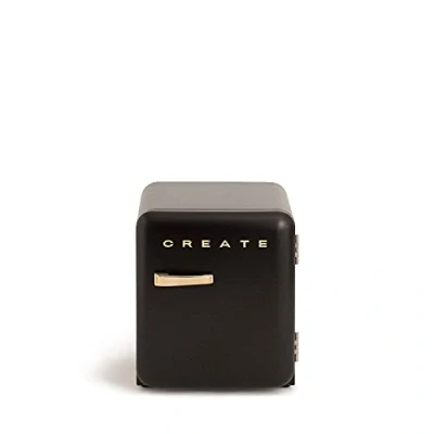 Abbildung von CREATE / Retro FRIDGE 50 GOLD/Kühlschrank in Schwarz, Griff Gold 85W, Minibar, eine Regalfläche, Design, 50cm, zwei Ablagen, 48L Fassungsvermögen, energiesparend, 50x44x49,8cm