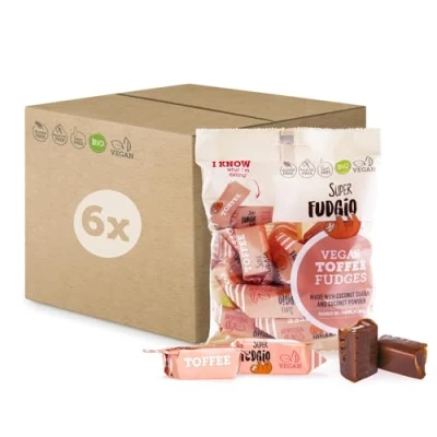 Abbildung von SUPER FUDGiO Bio Bonbons Toffee Vegan und Glutenfrei Organic Karamellbonbons ohne Palmöl mit Kokosmilch Kokosnusszucker 6x150g Multipack