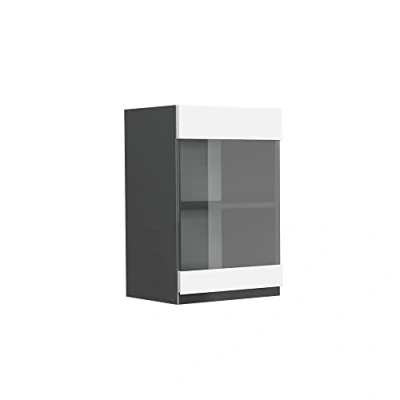 Abbildung von Vicco Glashängeschrank R Line, Weiß/Anthrazit, 40 cm J Shape