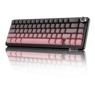 Abbildung von MAMBASNAKE X Attack Shark X66 65% Kabellose Mechanische Tastatur mit Knopf, Hot Swap RGB Gaming Dichtung, BT/2,4 G/USB C, Linearer Schalter, seitlich Bedruckte PBT Tastenkappe BlackBerry