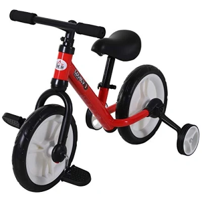 Abbildung von HOMCOM Laufrad Kinderrad Stützräder Pedale, 2 5 Jahre, Sitzhöhenverstellbar, PP, Rot, L85 x B36 H54 cm