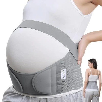 Abbildung von NEOtech Care Bauchgurt für die Schwangerschaft stützt Taille, Rücken &amp; Bauch Schwangerschaftsgurt (Grau, XXL)