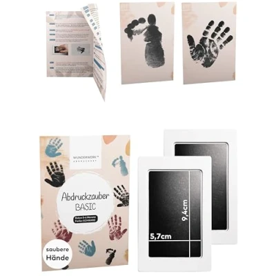 Abbildung von Abdruckzauber BASIC Abdruckset für Babys Schwarzes Handabdruck Set Füße und Hände Baby Zubehör Geschenk zur Geburt 2Stk