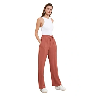 Abbildung von Trendyol Women&#039;s Loungewear High Waist Wide Leg Pants, Getrocknete Rose, 34