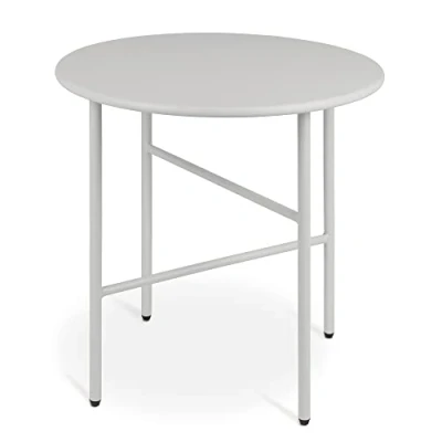 Abbildung von bomoe Runder Beistelltisch Metall Hellgrau Ø 44 cm Tischplatte Kratzfest Stabiler Wohnzimmer Couchtisch Leicht In &amp; Outdoor Gartentisch Balkon Tisch Terrasse Nachttisch Bett Schlafzimmer Finn