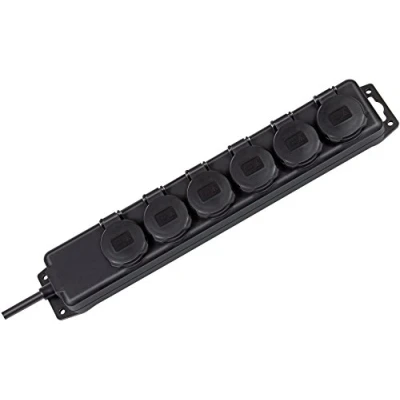 Abbildung von Brennenstuhl Premium Line Steckdosenleiste mit USB Ladebuchsen, Überspannungsschutz und 6 Steckdosen Schalter (Leiste 3 m Kabel, 2 Ports 5 V/3,1 A, Schwarz