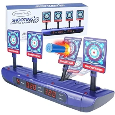 Abbildung von Dreamy Cubby Zielscheibe für Nerf Pistole, Schaumstoff Blaster Sets,4 Spielmodi &amp; 4 Ziele Elektronische Wertung Automatisch Zurücksetzen Digitale Spielzeug 6 7 8 9 10 Jahre Kinder Ostergeschenkes