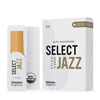 Abbildung von D&#039;Addario Organisch Select Jazz Filed Alto Saxophon Stimmzungen Saxophonrohre 3 Hart, 10 Packung