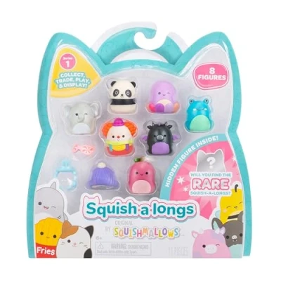 Abbildung von Squish a Longs SQAL0082 8er Pack, Serie 1, Style 3, enthält 8X 2,5 cm Mini mit 2X Accessoires, 1x Ring und Collectors Guide Sammeln, Tauschen Spielen