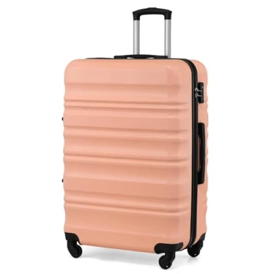 Abbildung von COOLIFE Hartschalen Koffer Trolley Rollkoffer Reisekoffer mit TSA Schloss und 4 Rollen (Kirschblüte Pulver, Großer Koffer)