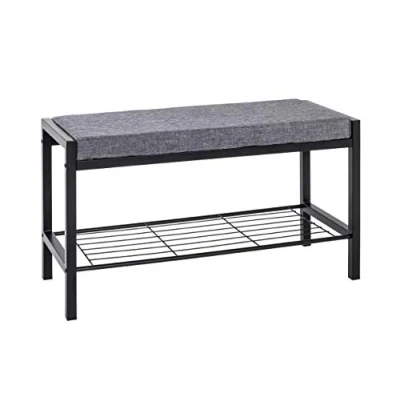 Abbildung von HAKU Möbel Bank, Metall, schwarz grau, 32 x 80 48 cm