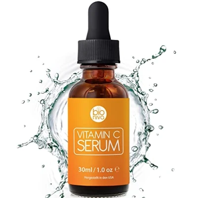 Abbildung von Bioniva Vitamin C Aufhellendes Serum, Anti Aging Gesichtsserum mit Hyaluronsäure, Jojobaöl, MSM &amp; Aloe, Organisches Aufhellungsserum gegen dunkle Flecken Falten Fördert gleichmäßigen Hautton 30ml