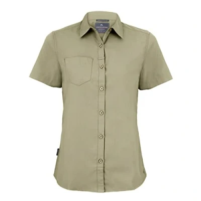 Abbildung von Craghoppers Damen Expert Womens Kiwi Short Sleeved Shirt Hemd mit Button Down Kragen, Pebble, 12