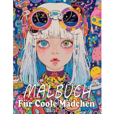 Abbildung von Malbuch für Coole Mädchen ab 10 Jahren: Beschäftigungsbuch mit 50 Motiven (Portraits, Regenbogen, Tiere, Muster) als Geschenk und Teenager Stressabbau Entspannung