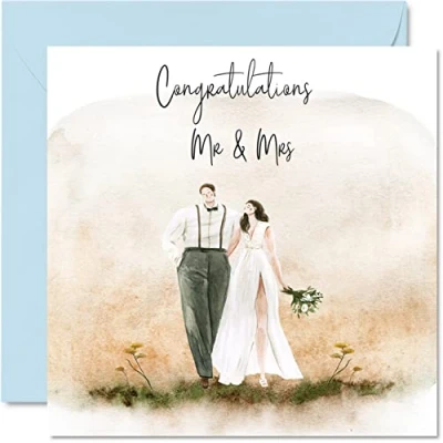 Abbildung von Hochzeitskarten für Braut Bräutigam Herzlichen Glückwunsch Mr &amp; Mrs Happy Wedding Day Karten Glückwunsch, Glückwunschkarte &quot;Well Done Just Married&quot;, 145 mm x Hochzeitsgrußkarten Paare