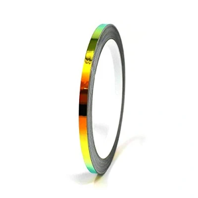 Abbildung von 10 Meter Flip Flop Chrom Zierstreifen Basteln Effektfolie Hologramm Chameleon Auto Motorrad Modellbau Klebestreifen (FF3 Grün/Orange, 5mm Breite)
