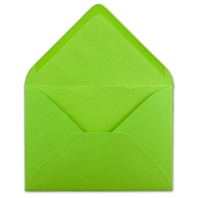 Abbildung von 75 DIN C6 Briefumschläge Hellgrün 11,4 x 16,2 cm 120 g/m² Nassklebung Brief Hüllen ohne Fenster für Einladungen von Ihrem Glüxx Agent