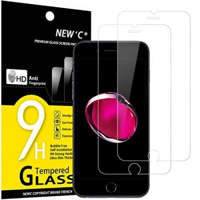 Abbildung von NEW&#039;C 2 Stück, Panzer Schutz Glas für iPhone 7 und 8, Frei von Kratzern, 9H Härte, HD Displayschutzfolie, 0.33mm Ultra klar, Ultrabeständig