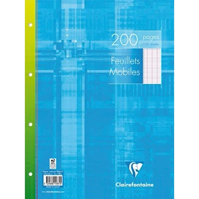 Abbildung von Clairefontaine 11831C Packung Ringbucheinlagen DIN A4+ 24x32 cm, 100 Blatt 90g, 4 fach gelocht, französische Lineatur, eingeschweißt, Weiß, 1 Pack
