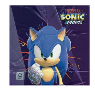 Abbildung von BeenSmile, SONIC PRIME 33 CM Servietten, Papierservietten, Partyzubehör, Partys, Feiern und Kindergeburtstage, 20 Stück