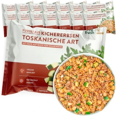 Abbildung von LiveFresh Fusilli Toskana 14 x 400g vegane Diät Feriggerichte Low Carb Lebensmittel mit 24g Protein und nur 360 kcal pro Portion Schnell zubereitet Schonend schockgefrostet