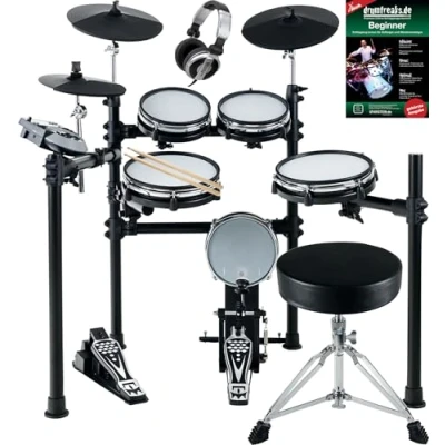 Abbildung von XDrum DD 530 E Drum Set mit Mesh Heads Elektronisches Schlagzeug 3 Becken Pads 4 Head Pads, 1 Kick Pad und Rack 45 Drumkits 455 Sounds Inkl. Hocker, Kopfhörer Schule