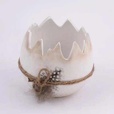Abbildung von Goldbach Windlicht Osterschale, Eierschale zum bepflanzen, Übertopf braun/beige, Teelichthalter, H 11cm