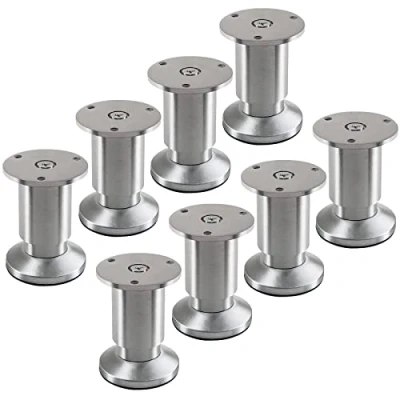 Abbildung von 8 Stück Möbelfüße TERRA Höhe 80 mm Alu gebürstet Schrankbeine höhenverstellbar bis max. 15 mm, belastbar 250 kg/je Fuß von SOTECH