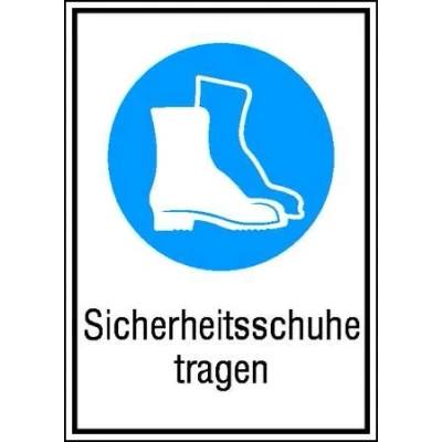 Abbildung von SafetyMarking® Gebotsaufkleber Sicherheitsschuhe tragen 13.1 cm x 18.5