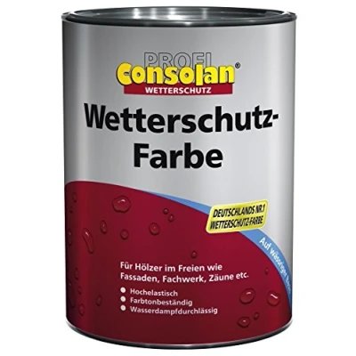 Abbildung von Consolan Profi Wetterschutzfarbe Holzschutz außen 2,5 Liter, Weiss, 2.5 l (1er Pack)