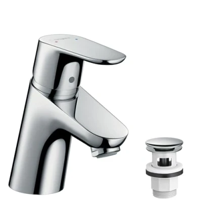 Abbildung von hansgrohe Waschtischarmatur &quot;Focus&quot;, 7cm, mit Push Open Ablaufgarnitur, chrom