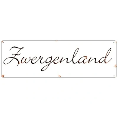Abbildung von Interluxe METALLSCHILD Shabby Blechschild ZWERGENLAND Türschild Kinderzimmer Spielzimmer