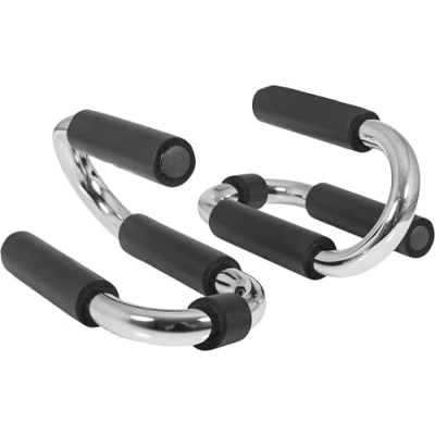 Abbildung von GORILLA SPORTS Liegestützgriffe 2er Set, Rutschfest, Verchromt, Ergonomisch Push up Bars, Liegestütz (1 St)