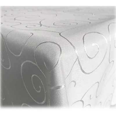 Abbildung von JEMIDI Tischdecke Ornamente Seidenglanz Edel Tisch Decke Tafeldecke 31 Größen und 7 Farben Weiß 160x260