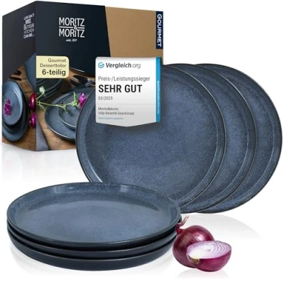 Abbildung von Moritz &amp; Dessertteller Dessert Teller Set blau, (6 St), für 6 Personen spülmaschinen und mikrowellengeeignet
