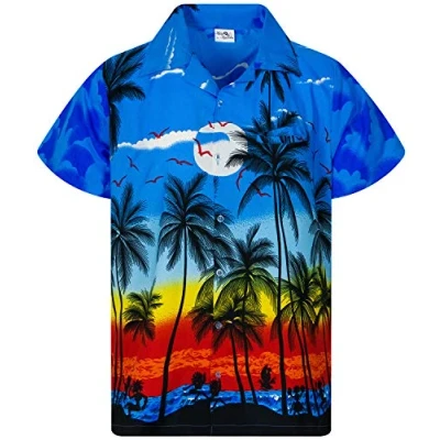 Abbildung von King Kameha Funky Hawaii Hemd, Herren, Kurzarm, Beach, Blau, XL