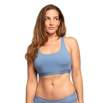 Abbildung von DANISH ENDURANCE Damen Bralette BH aus Bio Baumwolle 1 Pack (Blau, Small)
